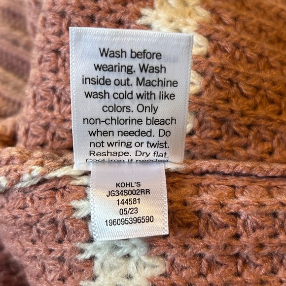 SO Kohls Fall Sweater Pink Mauve Medium Striped Knit Crew Soft Fuzzy Winter Warm - Picture 9 of 9
